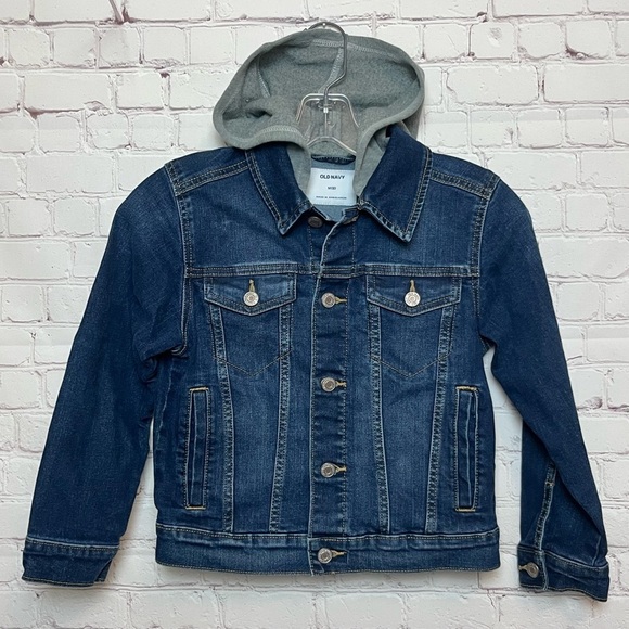 Old Navy Denim Jacket with Grey Hood - Picture 1 of 11